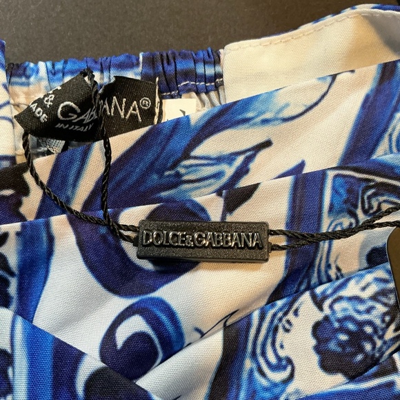Dolce & Gabbana Blue White Majolica Print Crop Top & Shorts Set NWT Size L - Picture 7 of 9